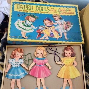 Vintage Paper Dolls with Lace-on Costumes.  1955. Saalfield.